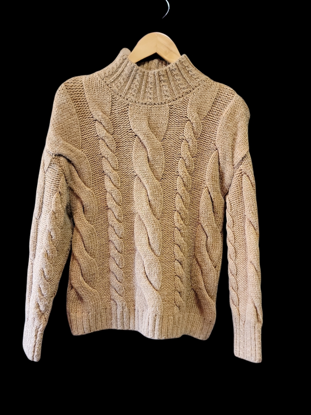 Anthropologie Chunky Cable Knit Sweater - Tan